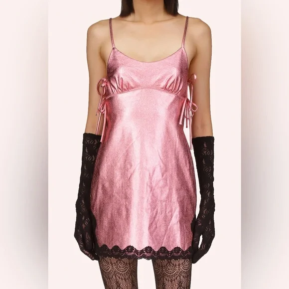 NWT Metallic Leather Mini Dress Bubblegum by Anna Sui - Picture 6 of 6